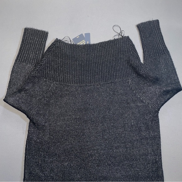 Zara Charcoal Off-the-Shoulder Sweater - Picture 8 of 11